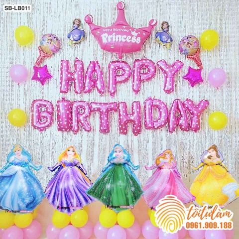 SET BÓNG TRANG TRÍ SINH NHẬT BÉ GÁI CHỦ ĐỀ CÔNG CHÚA SB-LB011