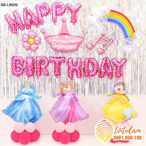 SET BÓNG TRANG TRÍ SINH NHẬT BÉ GÁI CHỦ ĐỀ CÔNG CHÚA SB-LB020