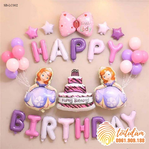 SET BÓNG TRANG TRÍ SINH NHẬT BÉ GÁI CHỦ ĐỀ CÔNG CHÚA SB-LC002