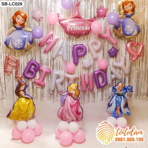 SET BÓNG TRANG TRÍ SINH NHẬT BÉ GÁI CHỦ ĐỀ CÔNG CHÚA SB-LC029