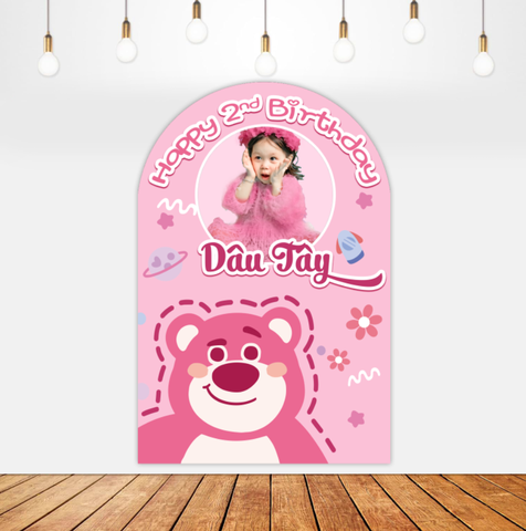Phông sinh nhật chủ đề gấu dâu đáng yêu