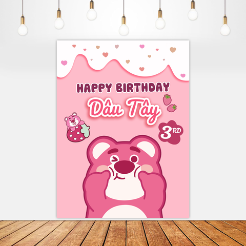 Phông sinh nhật chủ đề gấu dâu