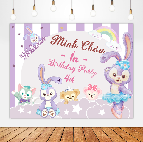 Phông sinh nhật chủ đề gấu dâu