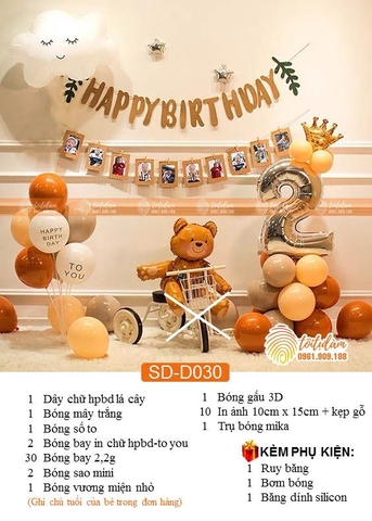 SET BÓNG TRANG TRÍ SINH NHẬT PHONG CÁCH HÀN QUỐC SD-D030