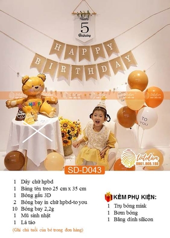 SET BÓNG TRANG TRÍ SINH NHẬT PHONG CÁCH HÀN QUỐC SD-D043