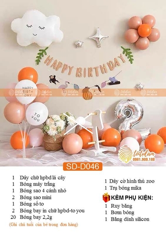 SET BÓNG TRANG TRÍ SINH NHẬT PHONG CÁCH HÀN QUỐC SD-D046