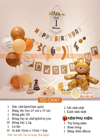 SET BÓNG TRANG TRÍ SINH NHẬT PHONG CÁCH HÀN QUỐC SD-D047