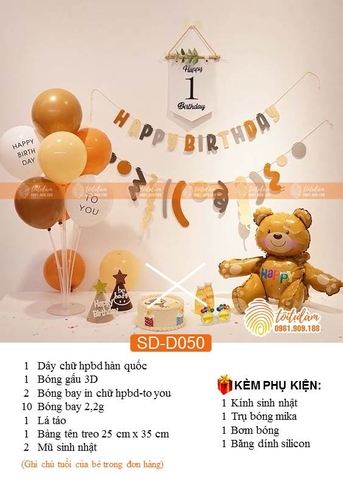 SET BÓNG TRANG TRÍ SINH NHẬT PHONG CÁCH HÀN QUỐC SD-D050