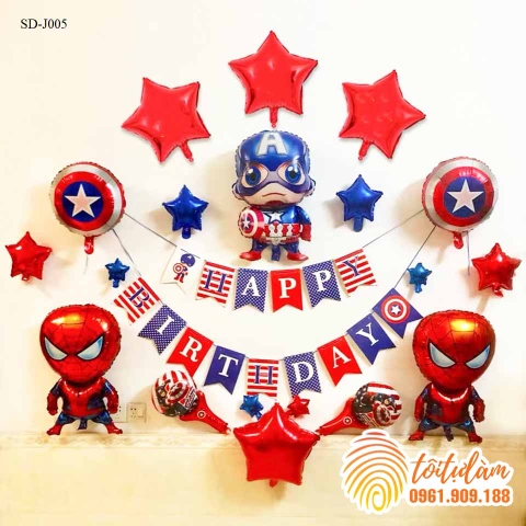 SET BÓNG TRANG TRÍ SINH NHẬT BÉ TRAI CHỦ ĐỀ SIÊU NHÂN, ANH HÙNG SD-J005