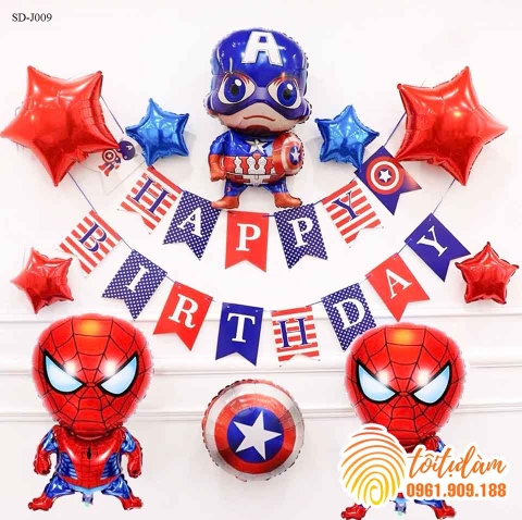 SET BÓNG TRANG TRÍ SINH NHẬT BÉ TRAI CHỦ ĐỀ SIÊU NHÂN, ANH HÙNG SD-J009