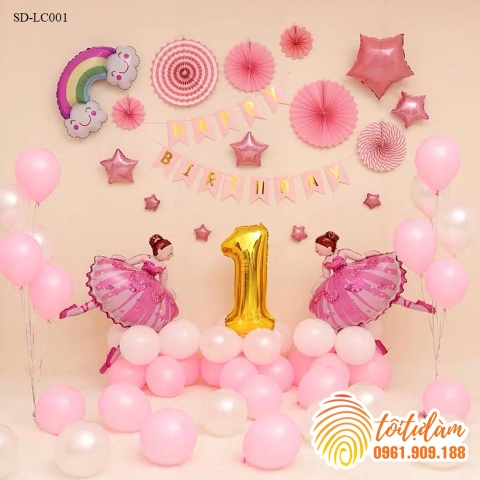 SET BÓNG TRANG TRÍ SINH NHẬT BÉ GÁI CHỦ ĐỀ CÔNG CHÚA SD-LC001