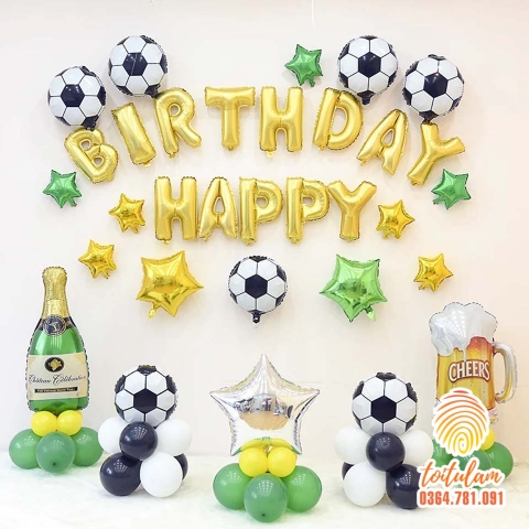 SET BÓNG TRANG TRÍ SINH NHẬT BÉ TRAI CHỦ ĐỀ BÓNG ĐÁ B.14K