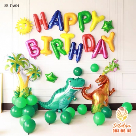 SET BÓNG TRANG TRÍ SINH NHẬT BÉ TRAI CHỦ ĐỀ KHỦNG LONG SB-TA001