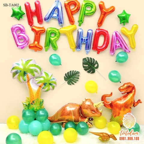 SET BÓNG TRANG TRÍ SINH NHẬT BÉ TRAI CHỦ ĐỀ KHỦNG LONG SB-TA002