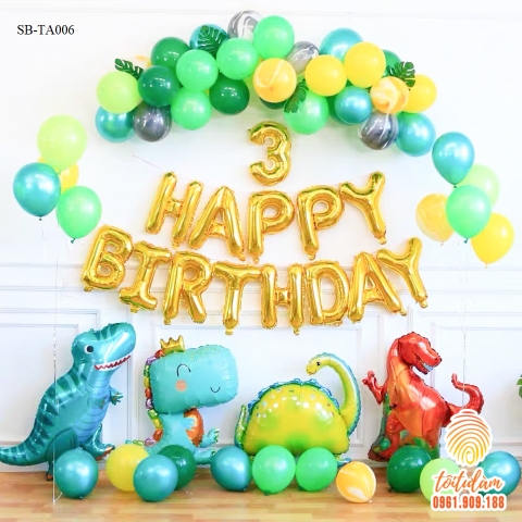 SET BÓNG TRANG TRÍ SINH NHẬT BÉ TRAI CHỦ ĐỀ KHỦNG LONG SB-TA006