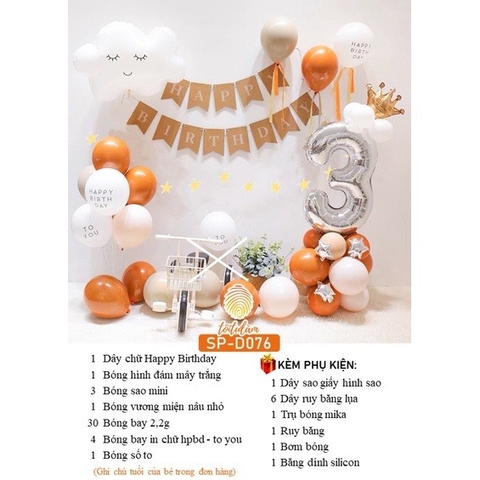 SET BÓNG TRANG TRÍ SINH NHẬT PHONG CÁCH HÀN QUỐC SP-D076