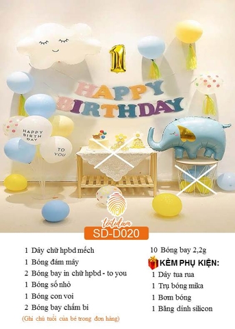 SET BÓNG TRANG TRÍ SINH NHẬT PHONG CÁCH HÀN QUỐC SD-D020