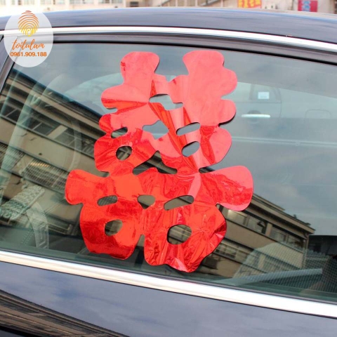 Combo 20 chữ hỷ trơn đỏ - chất liệu  decal không keo