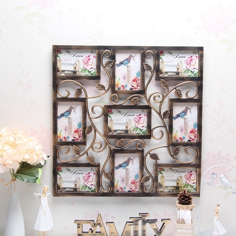 Khung ảnh treo tường 9 ảnh hoa văn