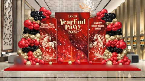 TRANG TRÍ BACK TẤT NIÊN TONE ĐỎ ĐEN VÀNG