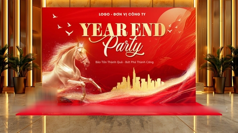 TRANG TRÍ BACK TIỆC TẤT NIÊN TONE ĐỎ