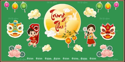 SET TRANG TRÍ TRUNG THU TRÊN BẢNG LỚP HỌC BLTT2