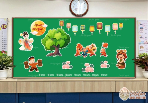 SET TRANG TRÍ TRUNG THU TRÊN BẢNG LỚP HỌC BLTT7