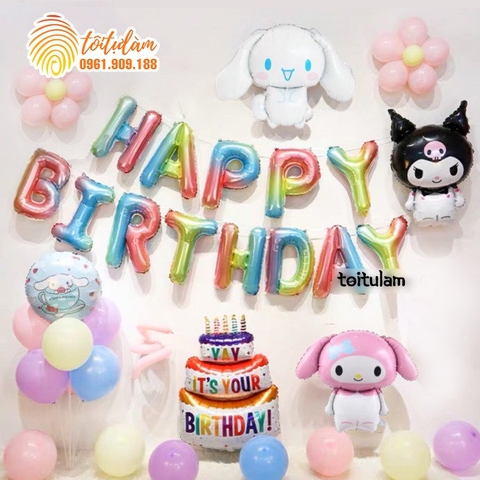 KUROMI - SET BÓNG SINH NHẬT CHO BÉ GÁI KÈM BÓNG CHỮ SB-KC012