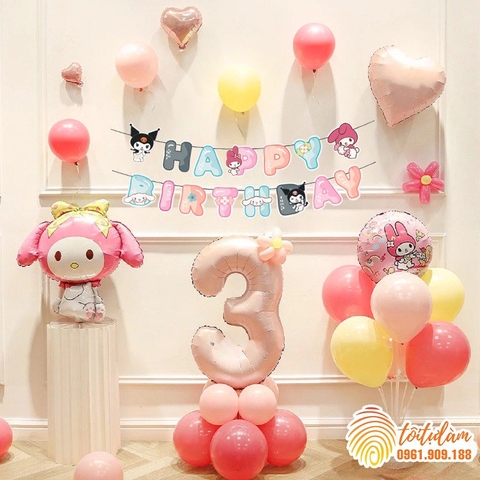 KUROMI - SET BÓNG SINH NHẬT CHO BÉ GÁI KÈM BÓNG CHỮ SD-KC015
