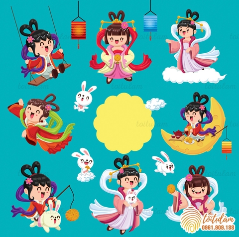 Mô hình chị hằng nga - trang trí trung thu - in theo yêu cầu