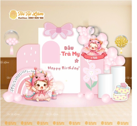 TRANG TRÍ SINH NHẬT 1 TUỔI CHO BÉ GÁI TẠI NHÀ HÀNG