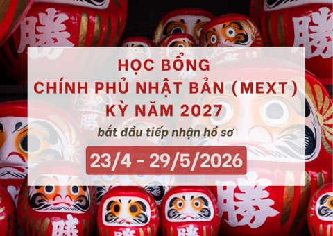 Học bổng Chính phủ Nhật Bản (MEXT) 2027