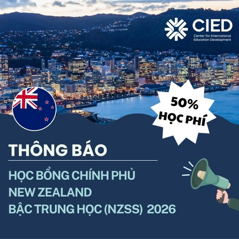 Học bổng Chính phủ Niu-Di-Lân Bậc Trung học (NZSS) 2026