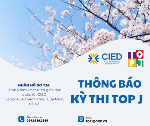 Thông báo nhận hồ sơ đăng ký dự thi năng lực tiếng Nhật TopJ kỳ tháng 1/2026