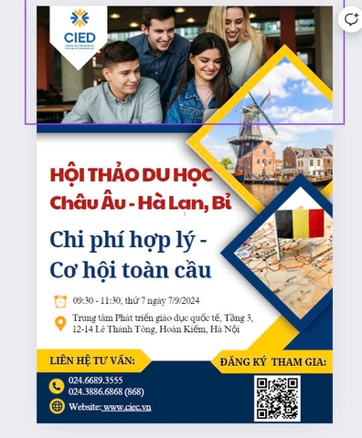 HỘI THẢO DU HỌC Châu Âu - Hà Lan, Bỉ 