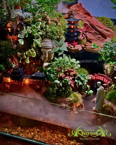 Hồ bán cạn - Thiền Vân Cổ Tự – Tiểu cảnh hồ bán cạn tĩnh tại giữa mây khói