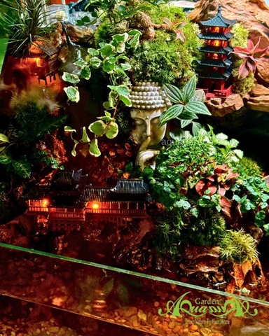 Hồ bán cạn - Thiền Vân Cổ Tự – Tiểu cảnh hồ bán cạn tĩnh tại giữa mây khói