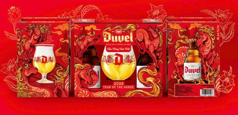Hộp quà bia Bỉ DUVEL 4 chai 330ml + Ly
