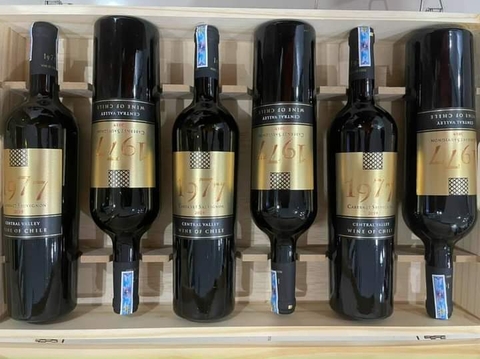 Hộp gỗ quà tặng 6 chai rượu Vang 1977 Chile