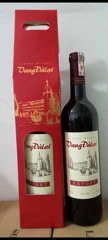 Hộp quà giấy Vang Đà Lạt Export đỏ 1 chai