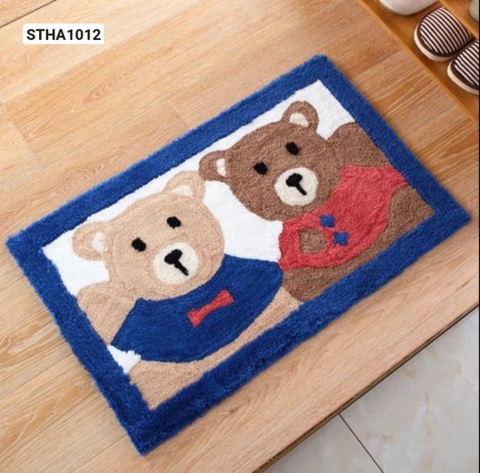 Thảm để cửa Hàn Quốc (2 gấu xanh) - Mã: STHA1012