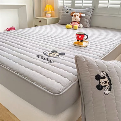 Set Ga Gối Cotton Linen Chần Bông (Mickey) SGGCBL04