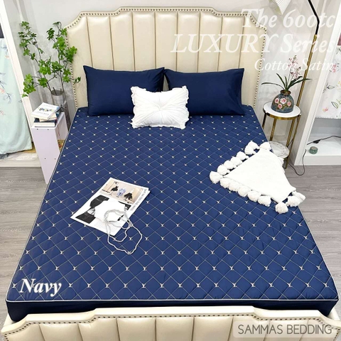 Set Ga Gối Cotton Satin LV -Navy - SGGLV09