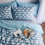 Bộ chăn, ga, gối đặt may theo yêu cầu - SGAM6 (cá voi xanh)