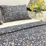 Bộ chăn, ga, gối đặt may theo yêu cầu - SGAM7 (hoa nhí xanh tím)