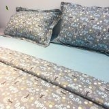 Bộ chăn, ga, gối đặt may theo yêu cầu - SGAM8 (cây nhí nền xám nhạt)