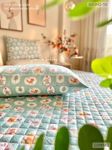 Set Ga Gối Cotton Hàn Quốc Chần Bông - Gấu Pooh - SGGHQ-059