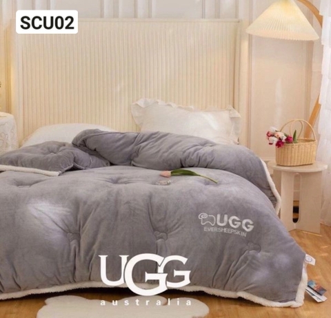 Chăn lông cừu Úc UGG (xám) - SCU02