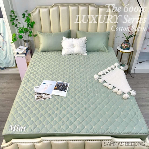 Set Ga Gối Cotton Satin LV - Mint - SGGLV10