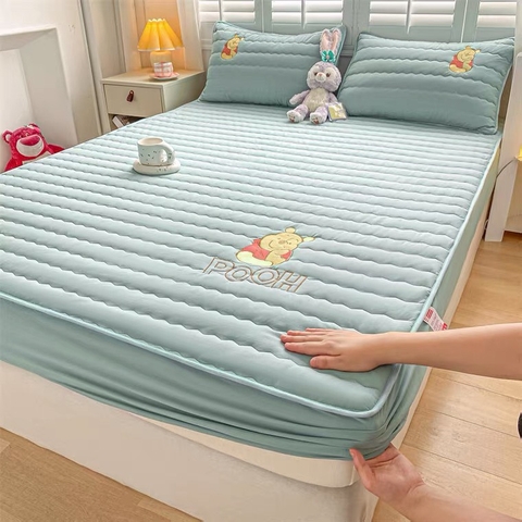 Set Ga Gối Cotton Linen Chần Bông (Pooh) SGGCBL03